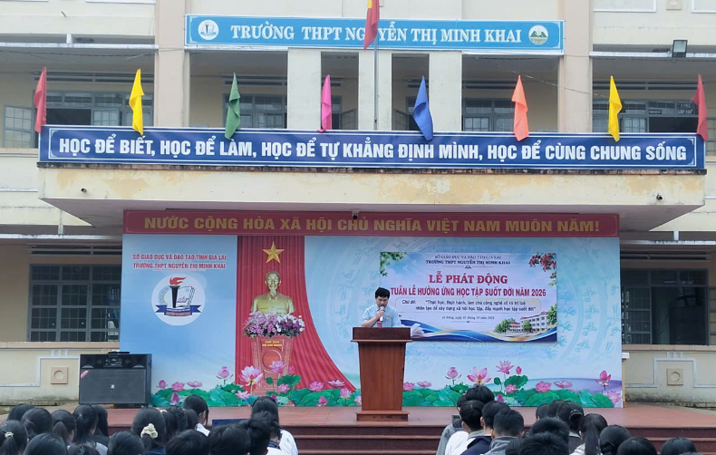 TRƯỜNG THPT NGUYỄN THỊ MINH KHAI PHÁT ĐỘNG TUẦN LỄ HƯỞNG ỨNG HỌC TẬP SUỐT ĐỜI NĂM 2026